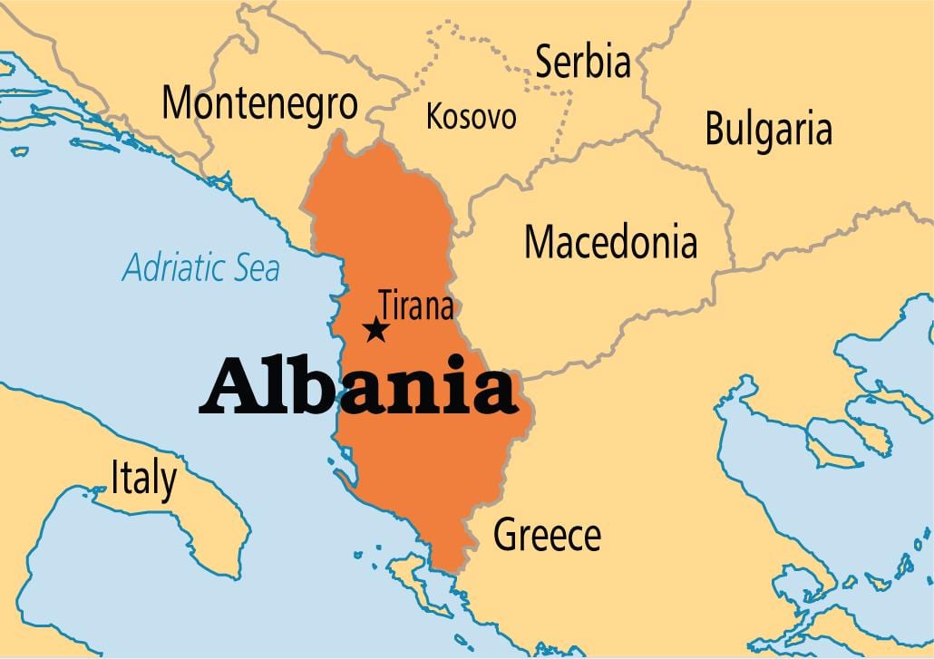 L'albanie, pays la carte