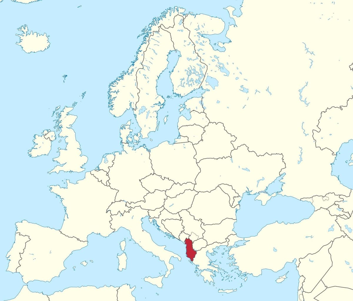 carte de l'Albanie européenne