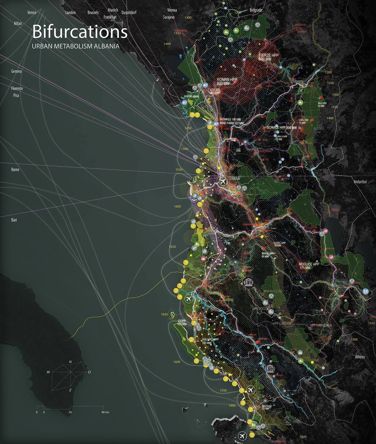 carte de l'Albanie, de la carte 3d