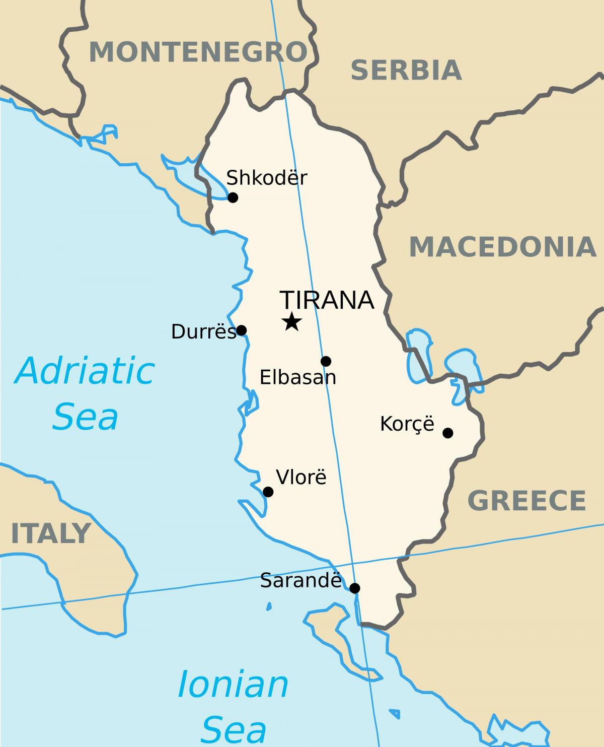 carte de l'Albanie de saranda