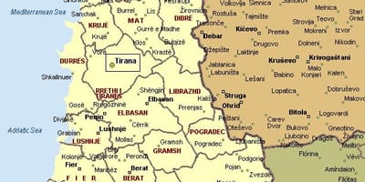 Carte de l'albanais côte