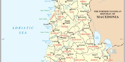 Carte de l'Albanie avec les villes