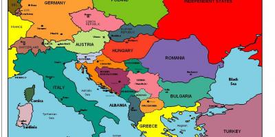 Carte de l'europe montrant l'Albanie
